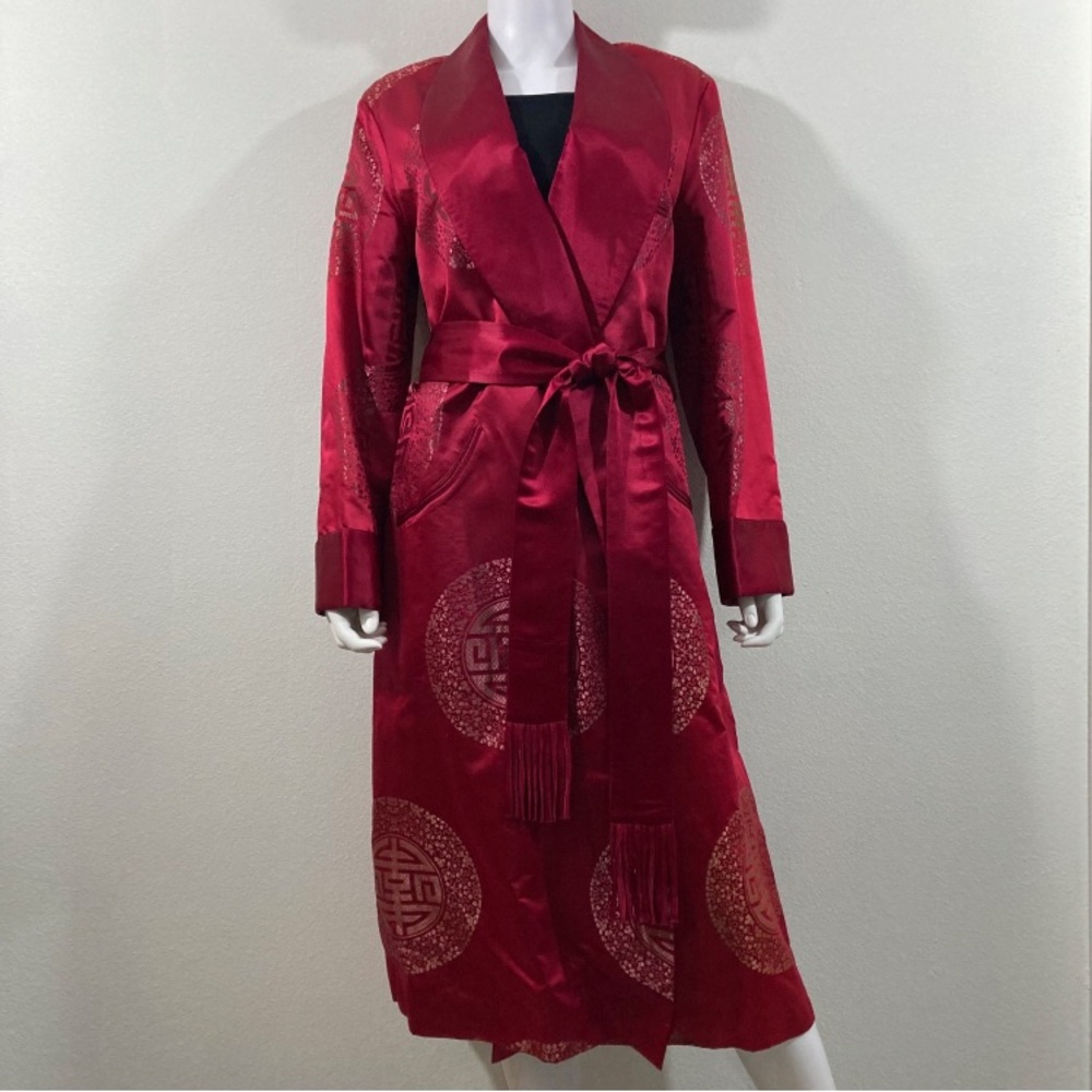 Vintage Dynasty Robe, Fringe Trim Belt- Size Small